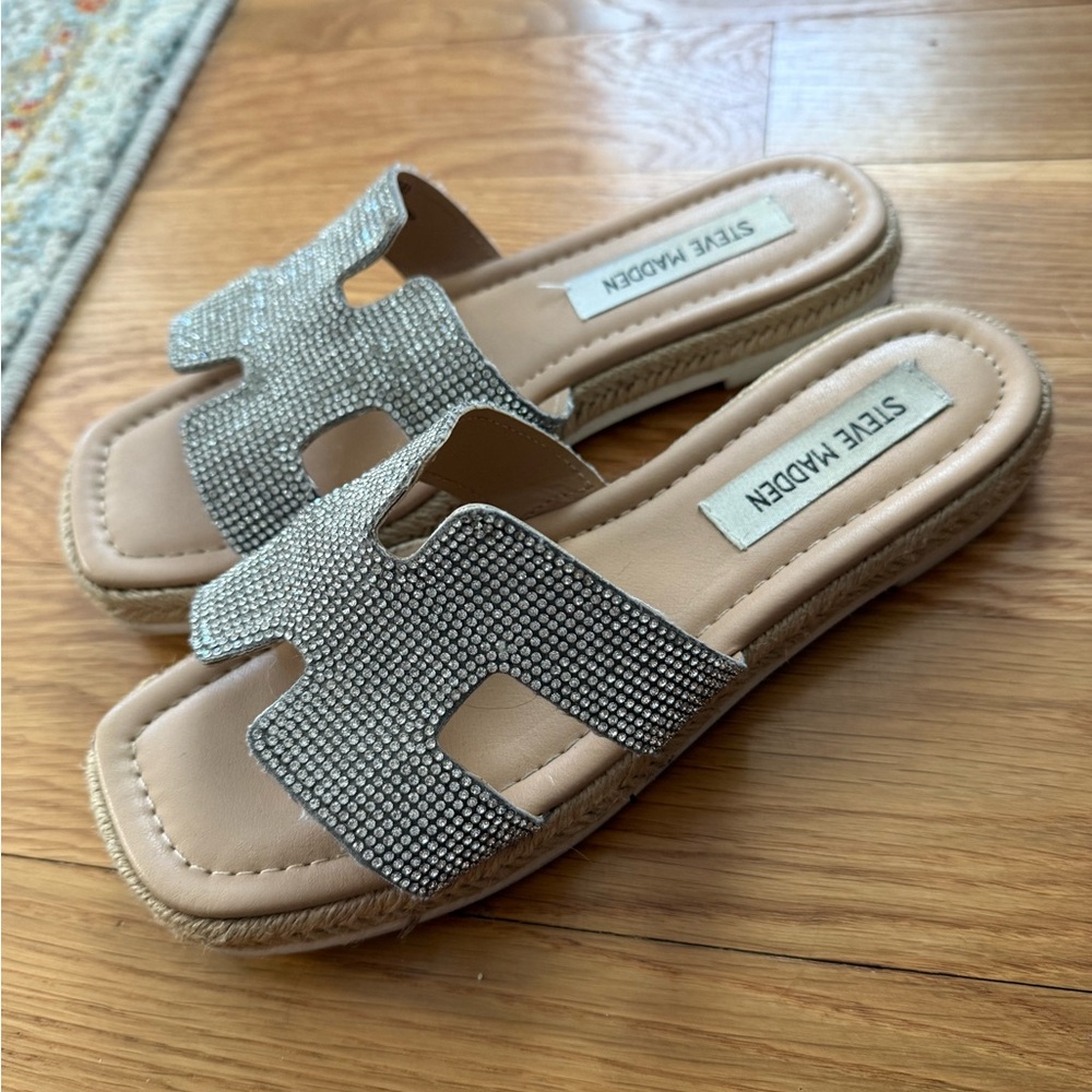 Steve Madden Silver Slide Sandals